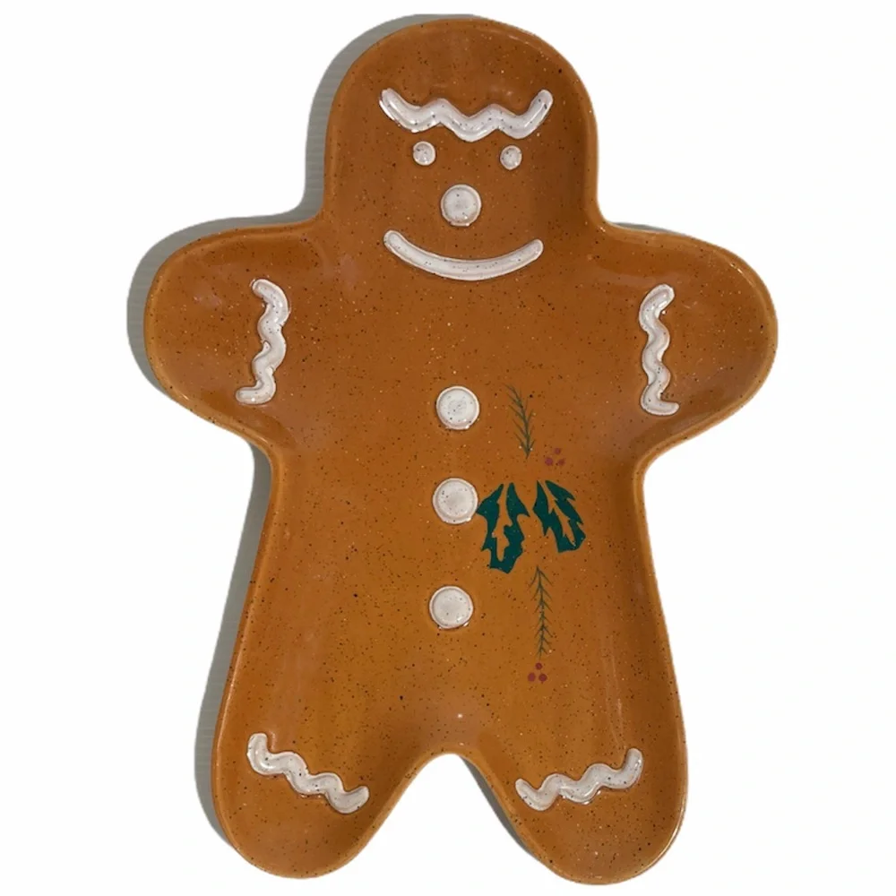 Gingerbread Holiday Platter Cookie Trays Christmas Plate Festive Retro Decor